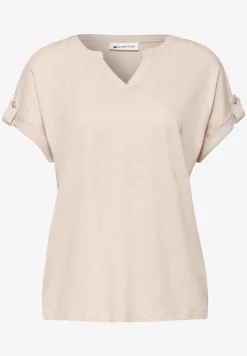 Shirt met gespleten hals en knoopdetails