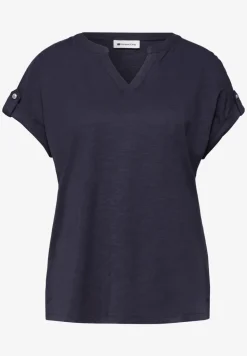 Shirt met gespleten hals en knoopdetails