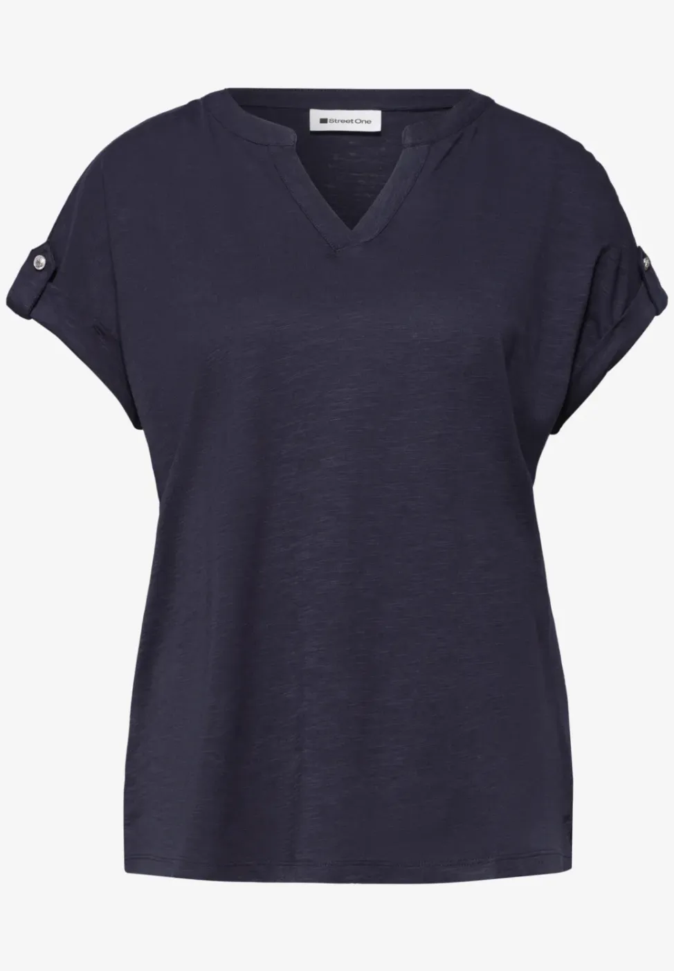Shirt met gespleten hals en knoopdetails