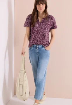 Shirt met gespleten hals en paisleypatroon