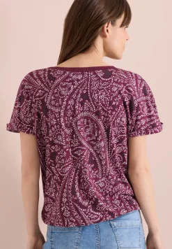 Shirt met gespleten hals en paisleypatroon