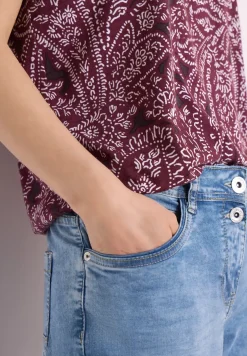 Shirt met gespleten hals en paisleypatroon