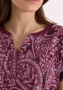 Shirt met gespleten hals en paisleypatroon