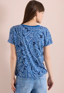 Shirt met gespleten hals en paisleypatroon