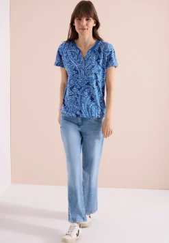 Shirt met gespleten hals en paisleypatroon