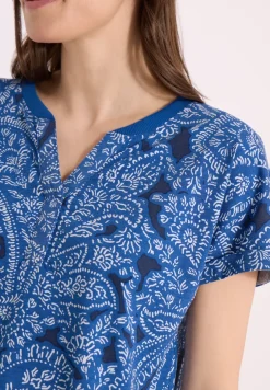 Shirt met gespleten hals en paisleypatroon
