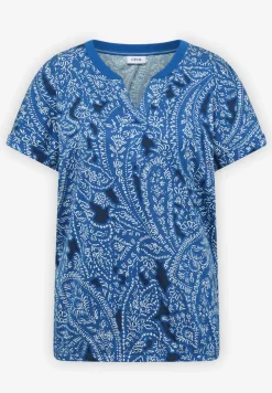 Shirt met gespleten hals en paisleypatroon