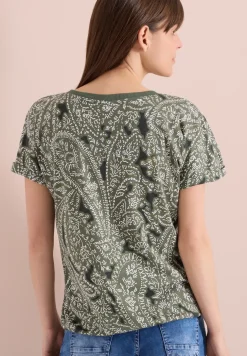 Shirt met gespleten hals en paisleypatroon