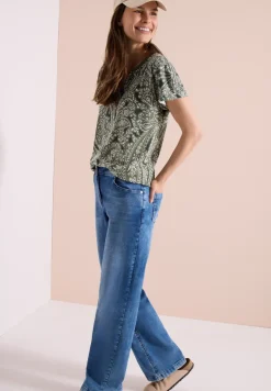 Shirt met gespleten hals en paisleypatroon