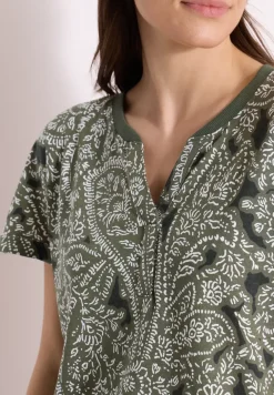 Shirt met gespleten hals en paisleypatroon
