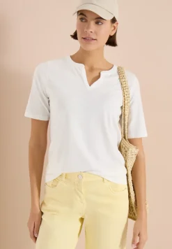 Shirt met gespleten hals in effen kleur