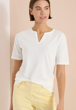 Shirt met gespleten hals in effen kleur