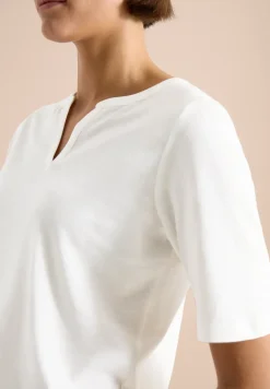 Shirt met gespleten hals in effen kleur