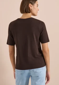 Shirt met gespleten hals in effen kleur