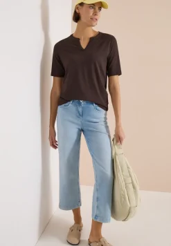 Shirt met gespleten hals in effen kleur