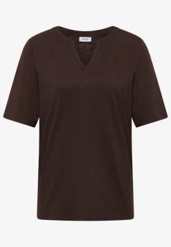Shirt met gespleten hals in effen kleur