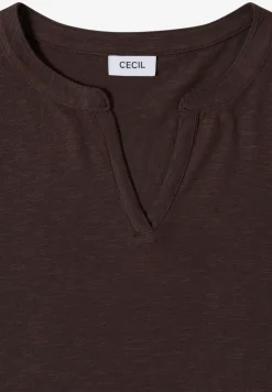 Shirt met gespleten hals in effen kleur