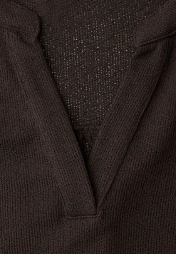 Shirt met gespleten hals in gebreide look