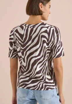 Shirt met gespleten hals met print