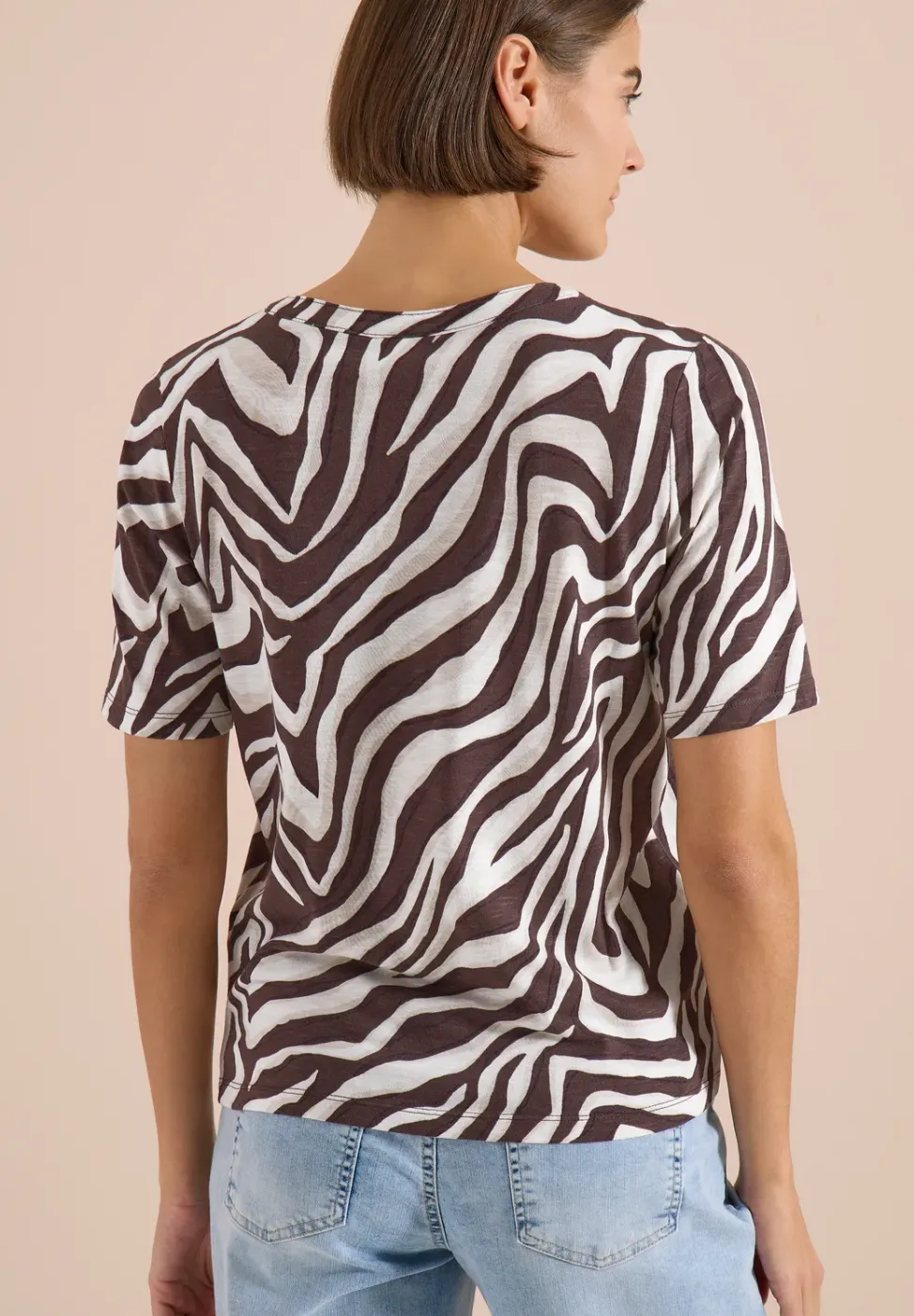 Shirt met gespleten hals met print