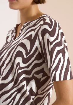 Shirt met gespleten hals met print