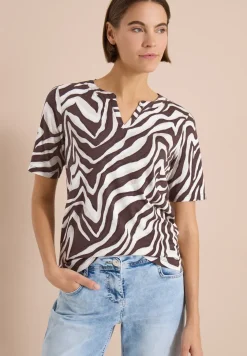 Shirt met gespleten hals met print
