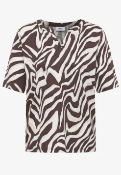 Shirt met gespleten hals met print