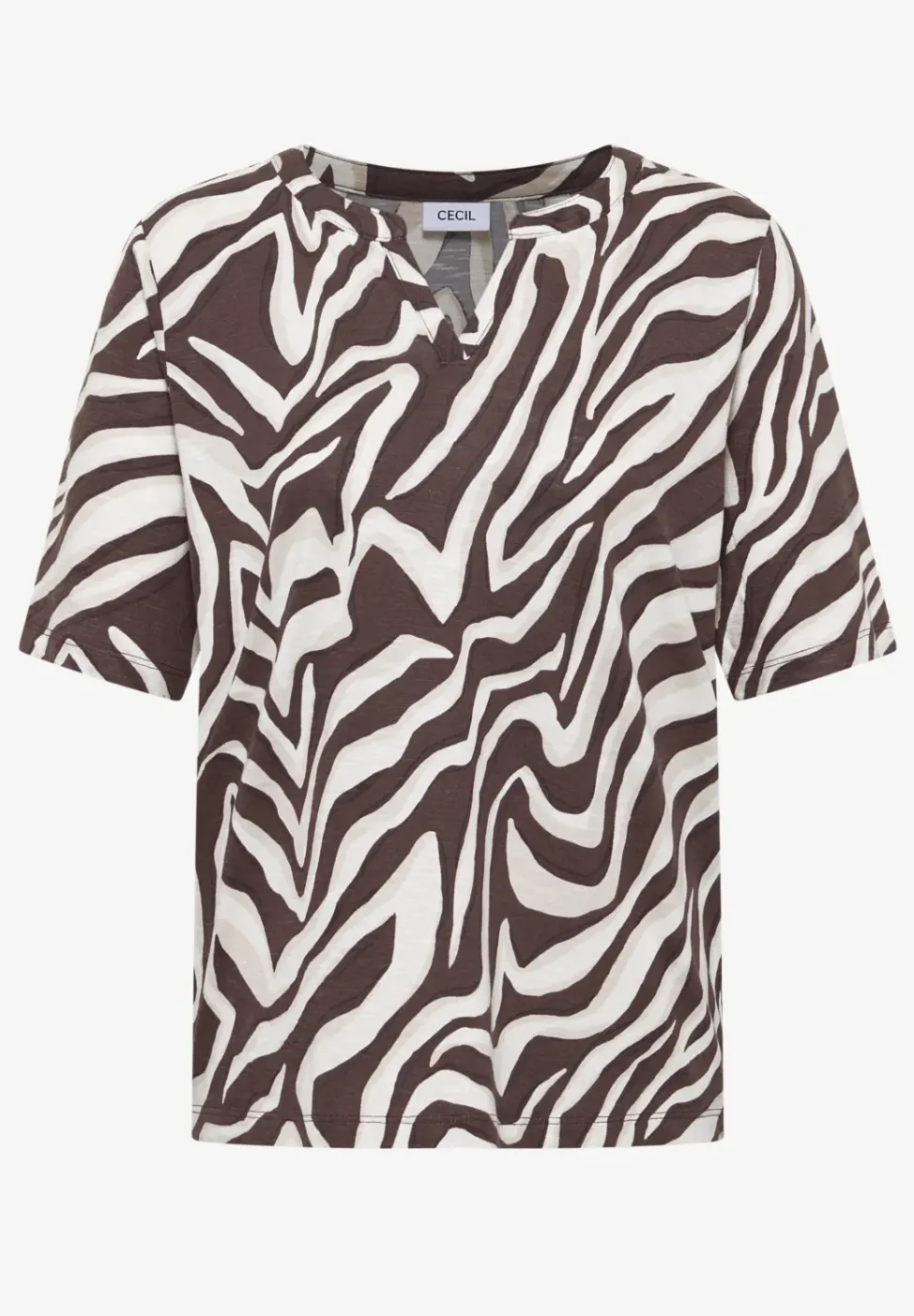 Shirt met gespleten hals met print