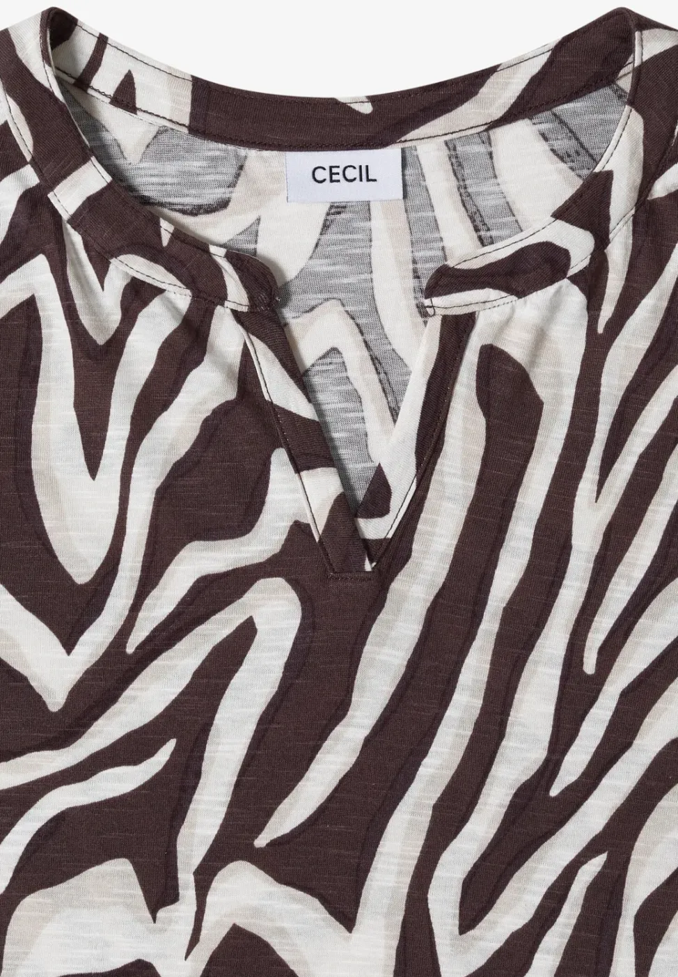 Shirt met gespleten hals met print