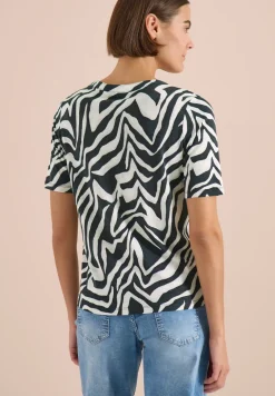 Shirt met gespleten hals met print