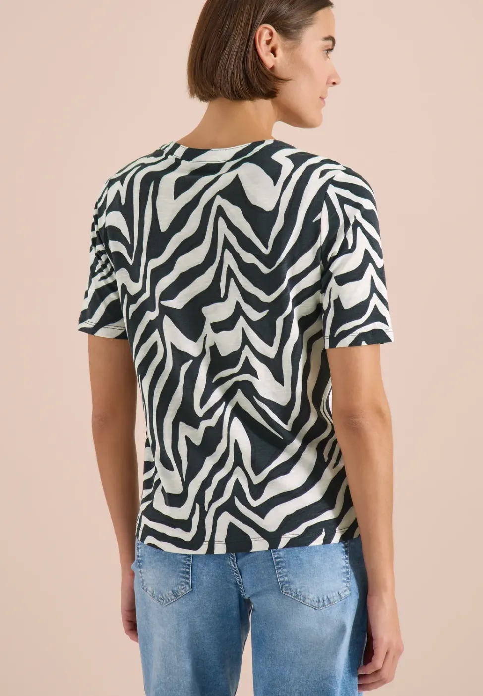 Shirt met gespleten hals met print