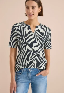 Shirt met gespleten hals met print
