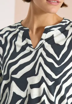 Shirt met gespleten hals met print