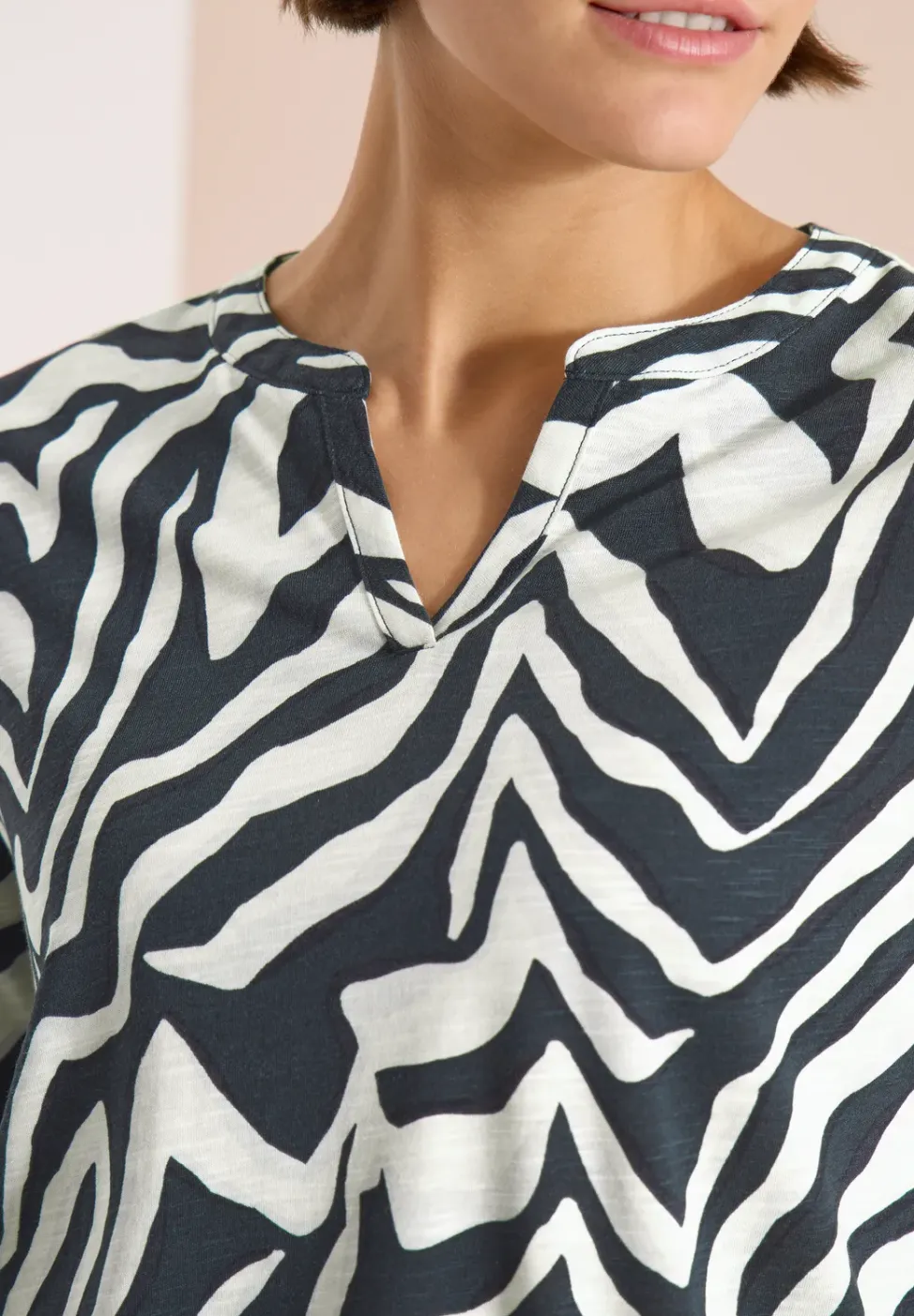 Shirt met gespleten hals met print