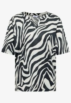 Shirt met gespleten hals met print