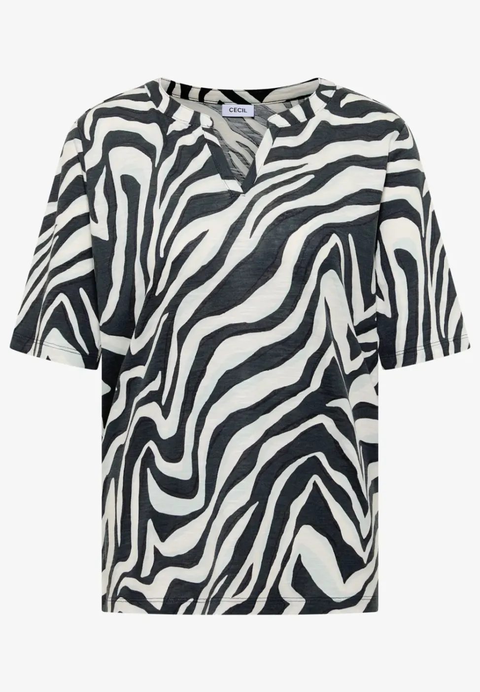 Shirt met gespleten hals met print