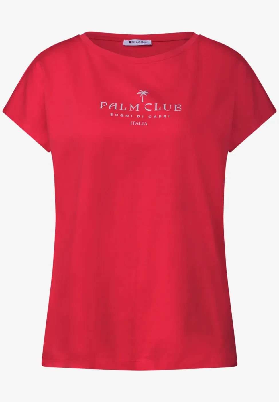 Shirt met hangende schouder en tekst