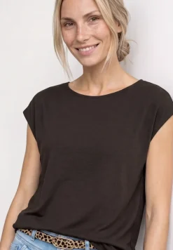 Shirt met hangende schouders en boothals
