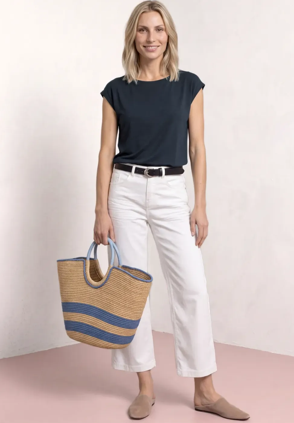 Shirt met hangende schouders en boothals