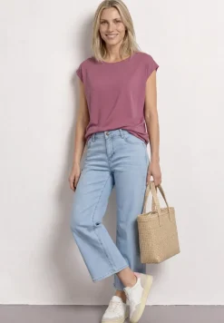 Shirt met hangende schouders en boothals