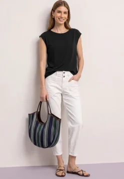 Shirt met hangende schouders en boothals