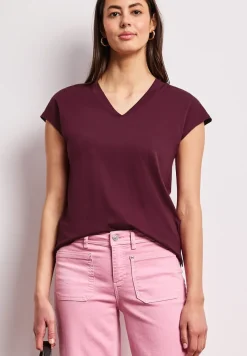 Shirt met hangende schouders en V-hals