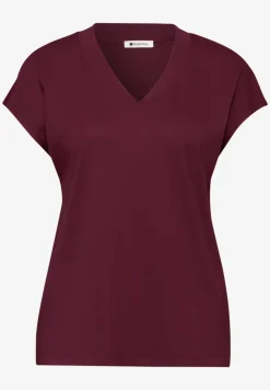 Shirt met hangende schouders en V-hals