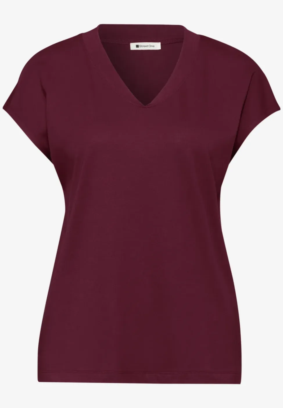 Shirt met hangende schouders en V-hals