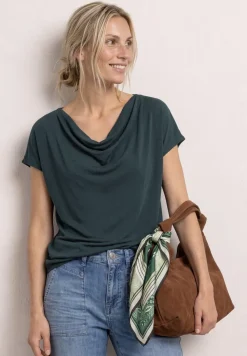 Shirt met hangende schouders en watervalvoorkant