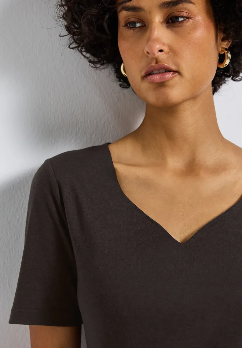 Shirt met hartvormige halslijn