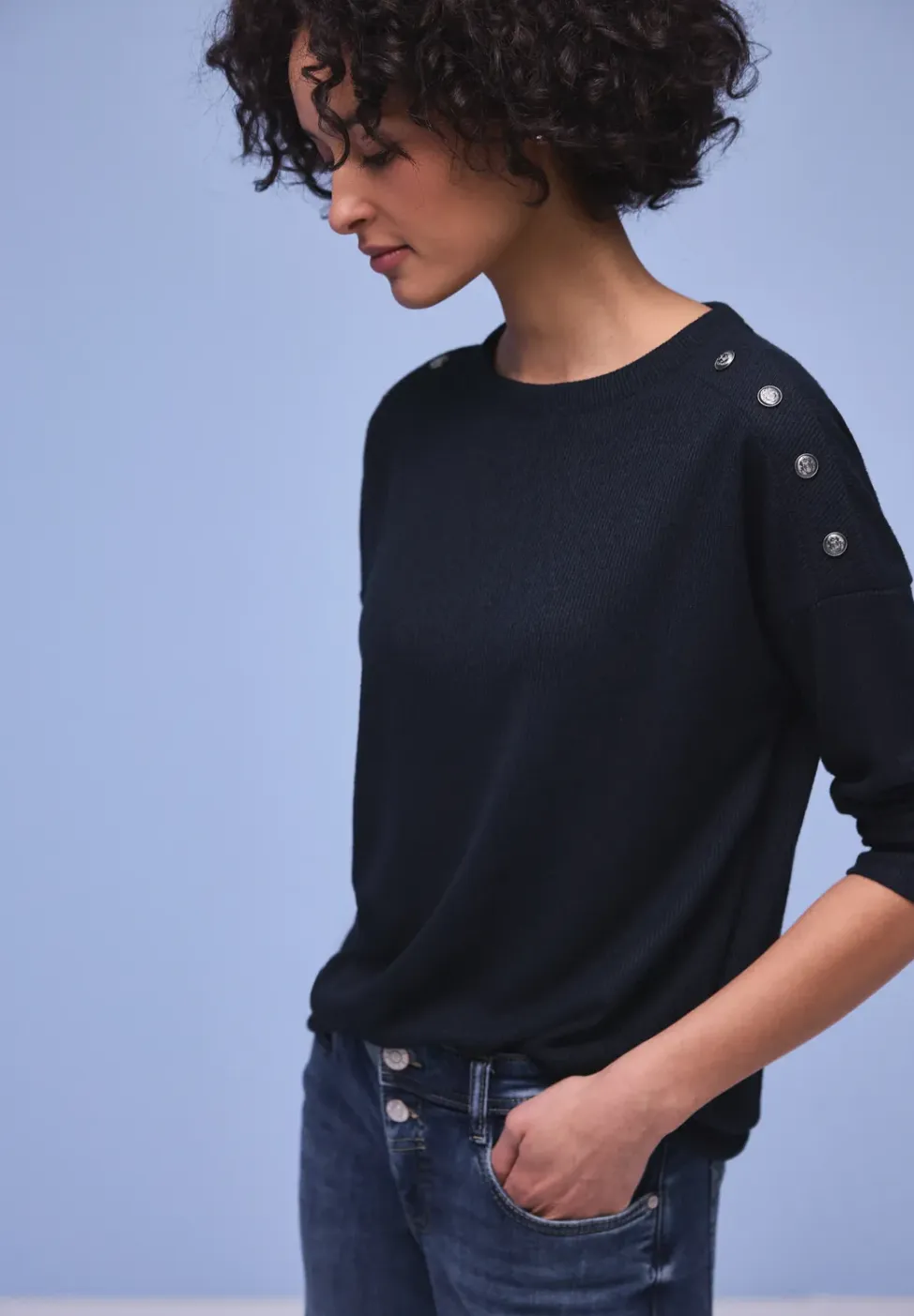 Shirt met knoopdetail