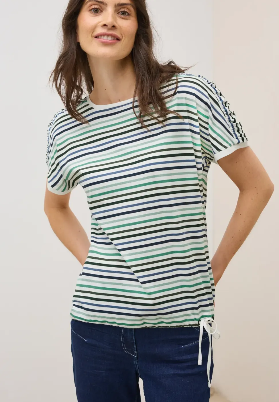 Shirt met koord en strepen