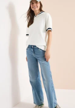 Shirt met korte mouwen, capuchon en geribde details