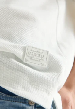 Shirt met korte mouwen, capuchon en geribde details